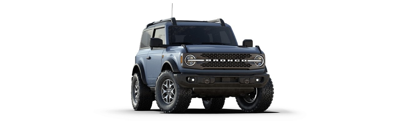 Diseño Exterior de Camioneta SUV Todoterreno Ford Bronco 2023 en Color Azul Glaciar