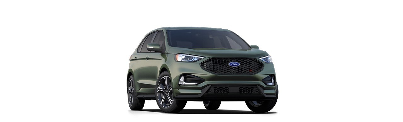 Diseño exterior de Camioneta SUV Deportiva Ford Edge ST 2023 en color Verde Enebro