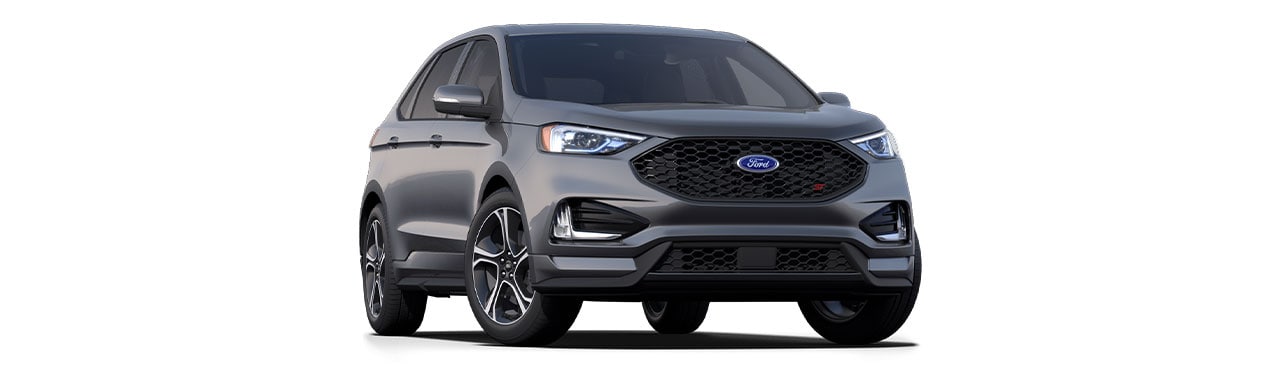 Diseño exterior de Camioneta SUV Deportiva Ford Edge ST 2024 en color Gris Carbono
