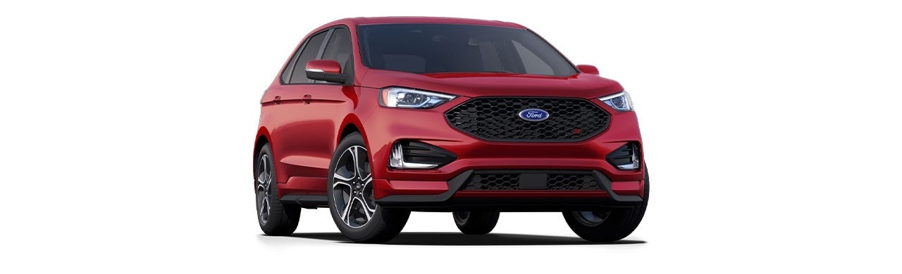 Diseño exterior de Camioneta SUV Deportiva Ford Edge ST 2024 en color Rojo Cereza