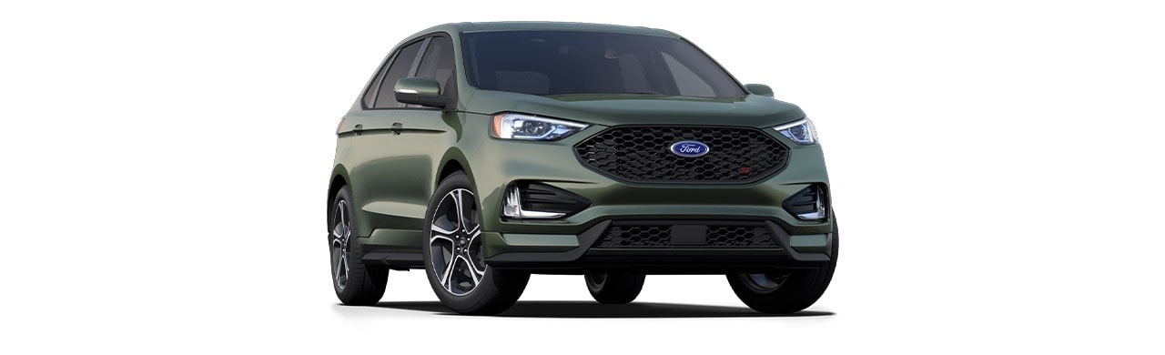 Diseño exterior de Camioneta SUV Deportiva Ford Edge ST 2024 en color Verde Enebro