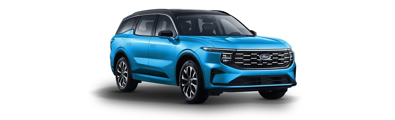 Ford Edge 2026, SUV Híbrida de 3 filas de gran comodidad y tecnología en color Azul Capri