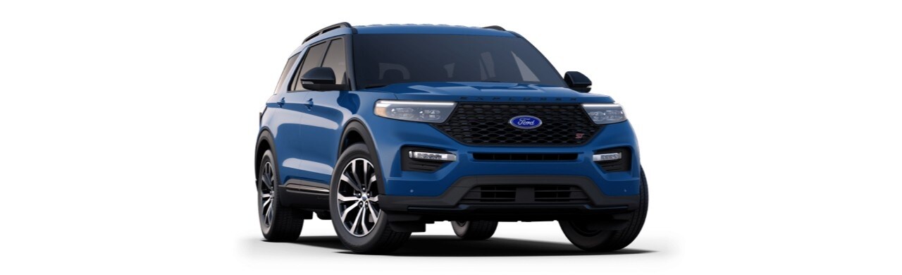 Camioneta Deportiva SUV Ford Explorer ST 2022 de Gran Performance en Color Azul Atlas