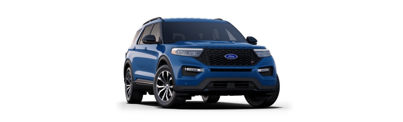 Camioneta Deportiva SUV Ford Explorer ST 2023 de Gran Performance en Color Azul Atlas