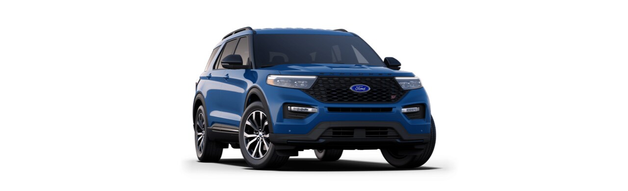 Camioneta Deportiva SUV Ford Explorer ST 2023 de Gran Performance en Color Azul Atlas
