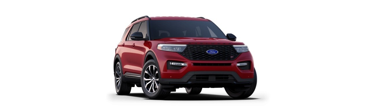 Camioneta Deportiva SUV Ford Explorer ST 2023 de Gran Performance en Color Rojo Cereza