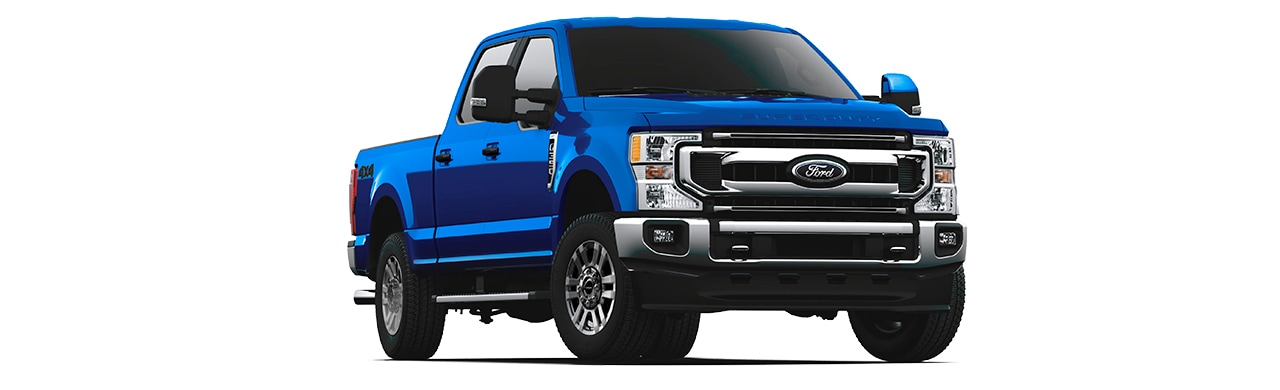 Descubre la camioneta pick up Ford F250 Super Duty 2020 color azul metropolis