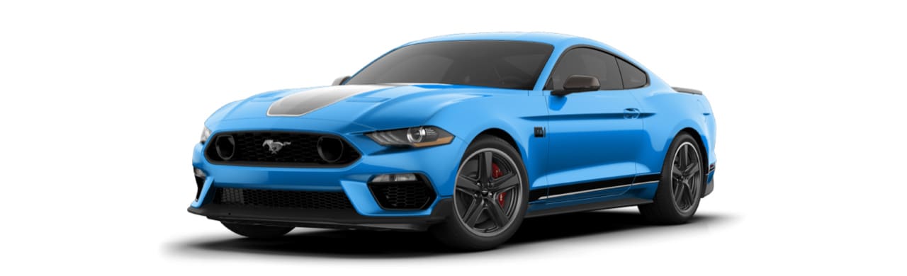 Auto Deportivo Ford Mustang Mach 1 2022 Gran Diseño Color Azul Icónico con Franjas Blancas