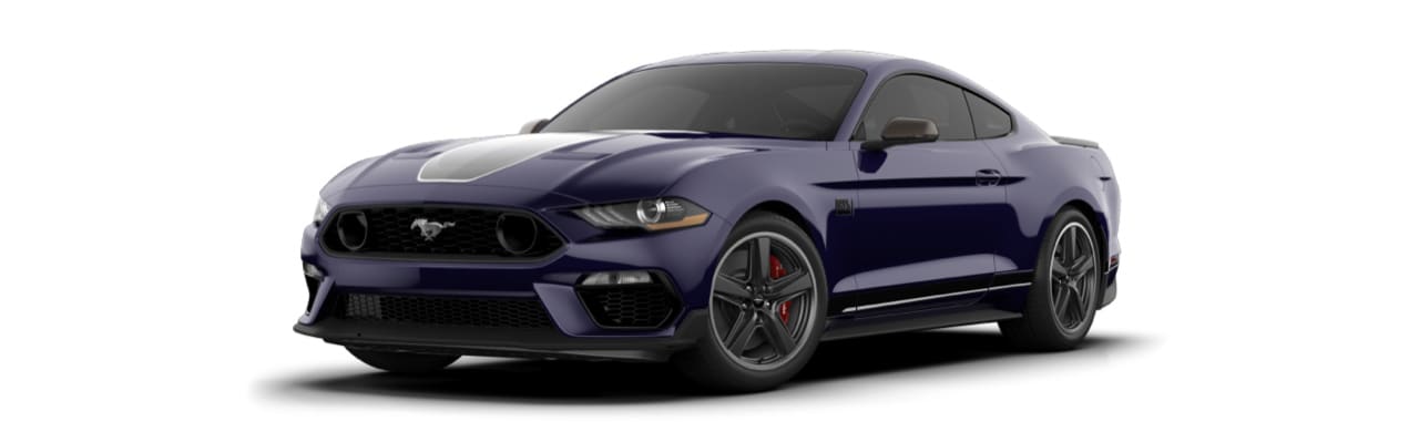 Auto Deportivo Ford Mustang Mach 1 2022 Gran Diseño Color Azul Supernova con Franjas Blancas