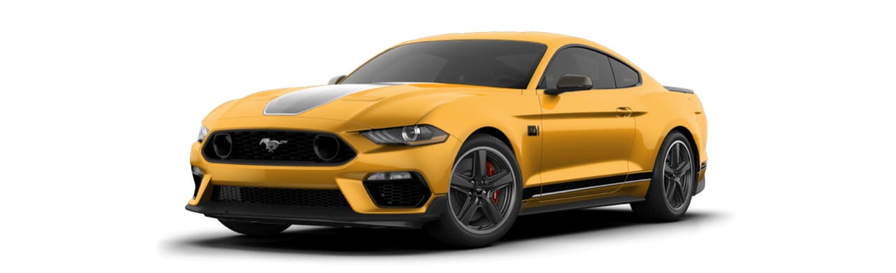 Auto Deportivo Ford Mustang Mach 1 2022 Gran Diseño Color Naranja Nitro con Franjas Blancas