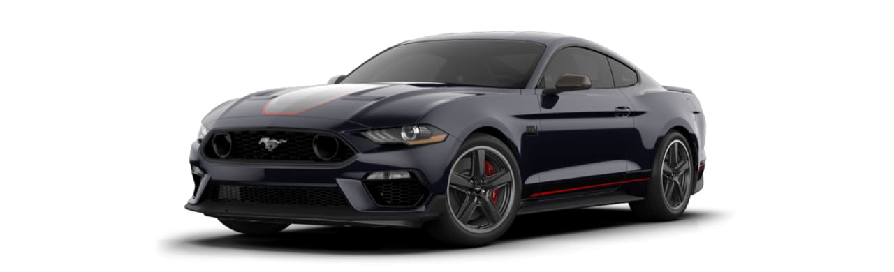 Auto Deportivo Ford Mustang Mach 1 2022 Gran Diseño Color Negro Ocaso con Franjas Rojas