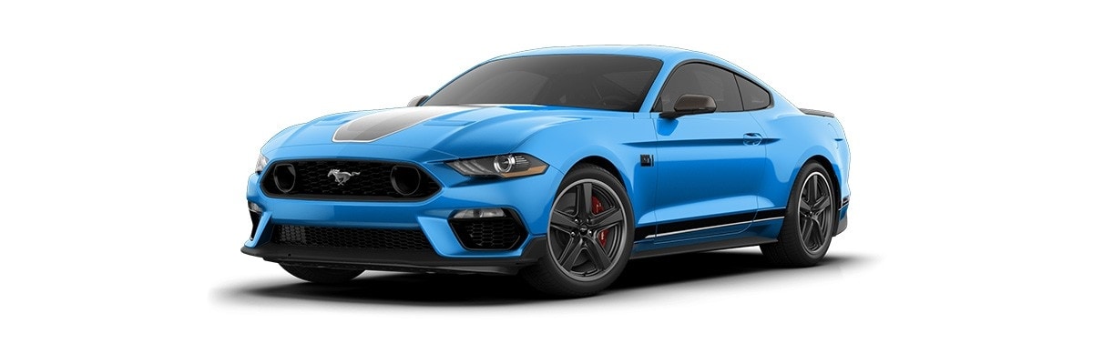 Ford Mustang Mach-1 2023, Auto Deportivo Edición Especial Color Azul Icónico con Franjas Blancas