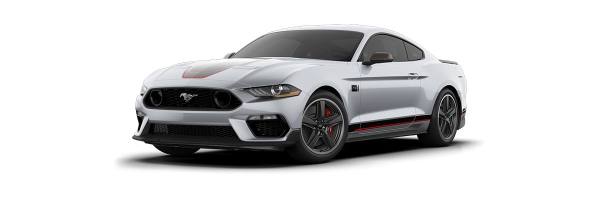 Ford Mustang Mach-1 2023, Auto Deportivo Edición Especial Color Gris Plata con Franjas Rojas