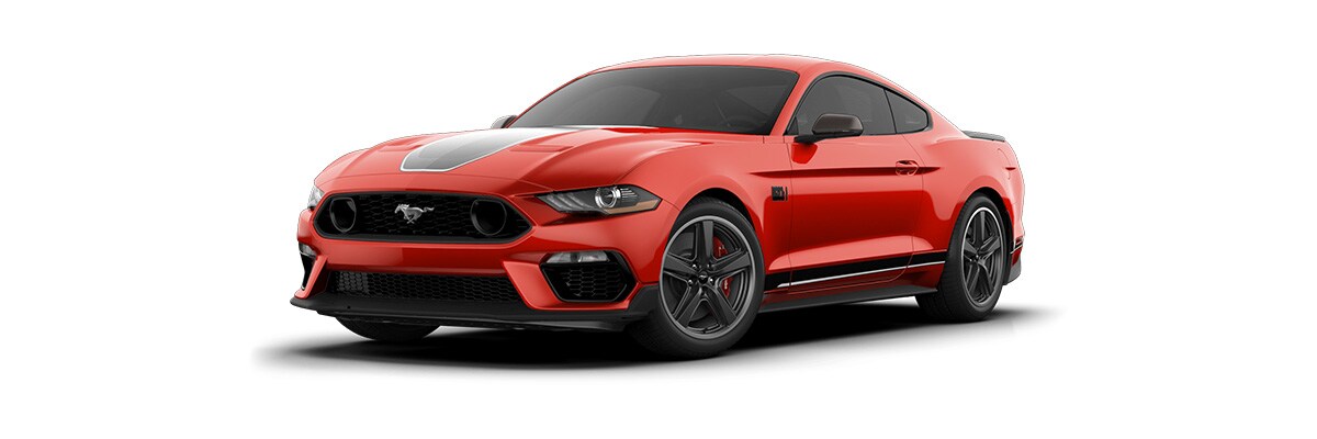 Ford Mustang Mach-1 2023, Auto Deportivo Edición Especial Color Rojo Racing Franjas Blancas