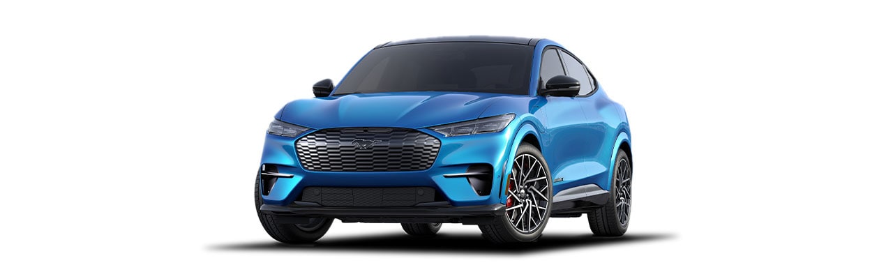 Camioneta SUV Eléctrica Ford Mustang Mach-E de Gran Poder y Desempeño en Color Azul Icónico