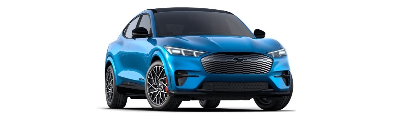 Camioneta SUV Eléctrica Ford Mustang Mach-E de Gran Poder y Desempeño en Color Azul Icónico