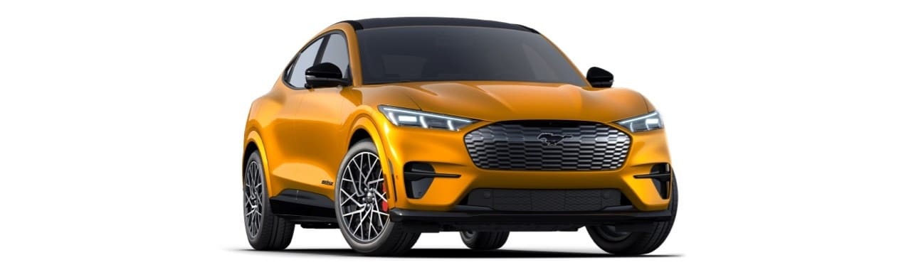 Camioneta SUV Eléctrica Ford Mustang Mach-E de Gran Poder y Desempeño en Color Naranja Nitro