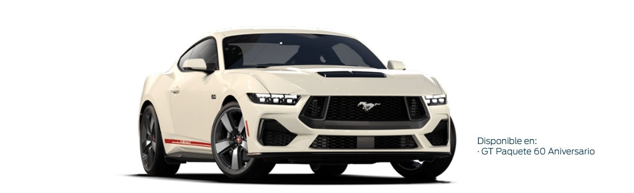 Diseño del Auto Deportivo Ford Mustang Edición Especial 60 Aniversario 2025 color Blanco Gala