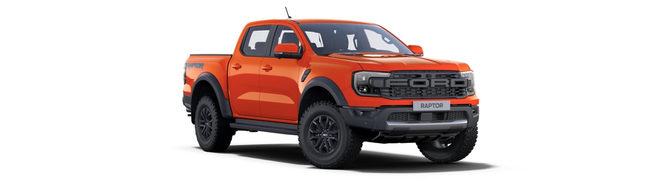 Camioneta Pickup Todoterreno Ford Ranger Raptor 2023 en Color Naranja Lava