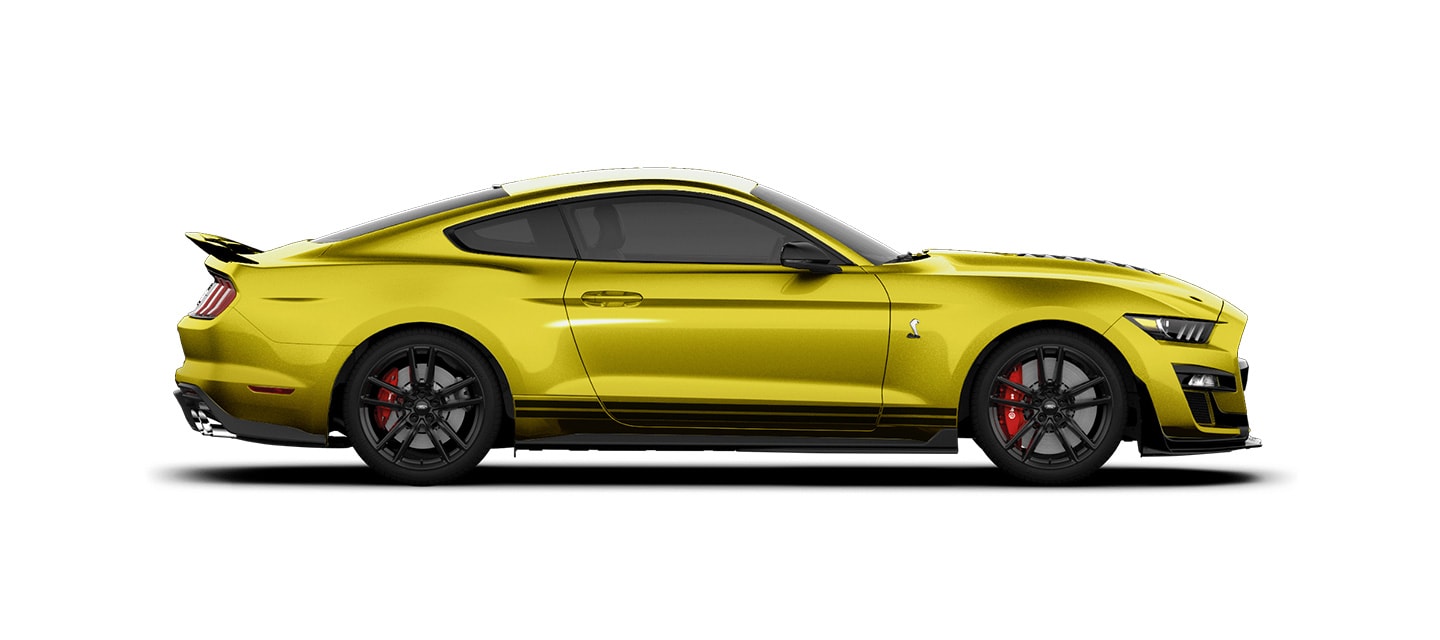 Mustang Shelby GT500 2021 Franjas Negras el Street Legal Más Potente de Ford color Verde Limón