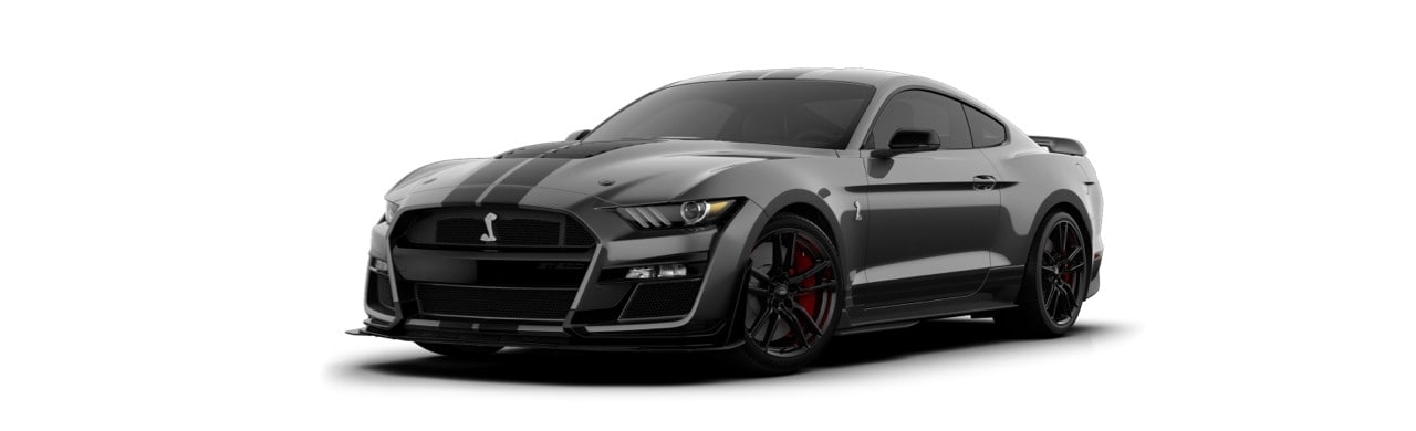Ford Mustang Shelby GT500 2022 el Auto Deportivo con Franjas Negras en color Gris Magneto