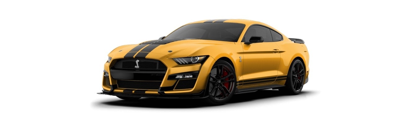 Ford Mustang Shelby GT500 2022 el Auto Deportivo con Franjas Negras en color Naranja Nitro