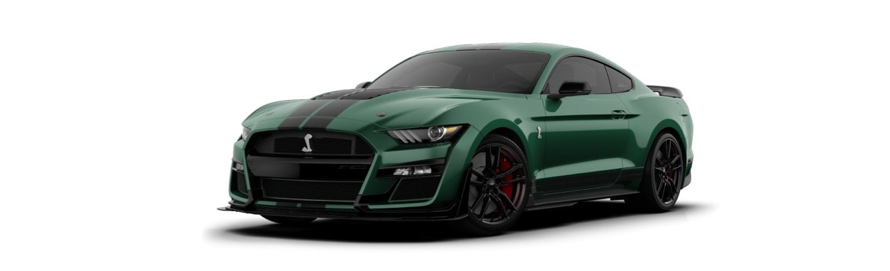 Ford Mustang Shelby GT500 2022 el Auto Deportivo con Franjas Negras en color Verde Esmeralda