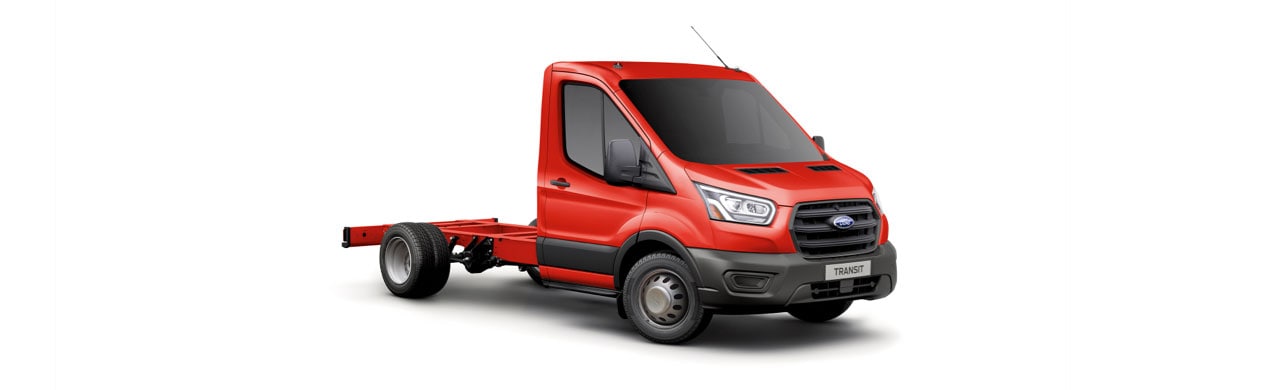 Ford Transit Chasis 2023, Vehículo Comercial de Trabajo en color Rojo Racing