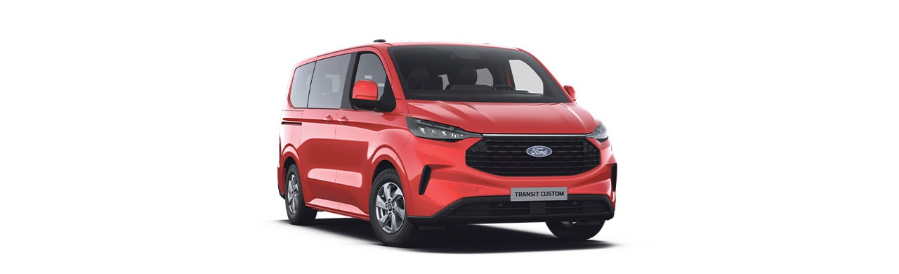 Ford Transit Custom 2025, Vehículo Comercial de Carga y Trabajo color Rojo Racing