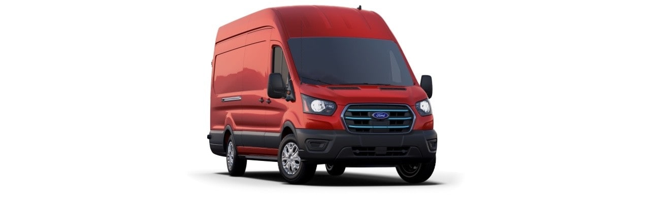 Ford E-Transit 2023, Van Eléctrica de Trabajo en color Rojo Racing