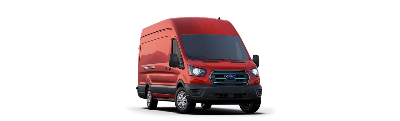 Ford E-Transit 2025, Van Comercial Eléctrica de Trabajo Color Rojo Racing