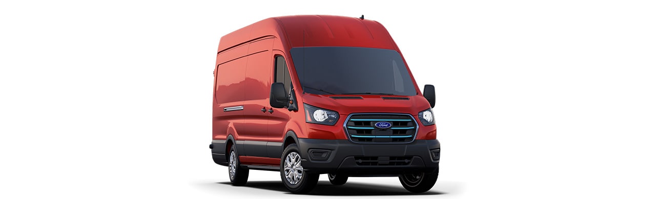 Ford E-Transit 2026, Van Comercial Eléctrica de Trabajo Color Rojo Racing