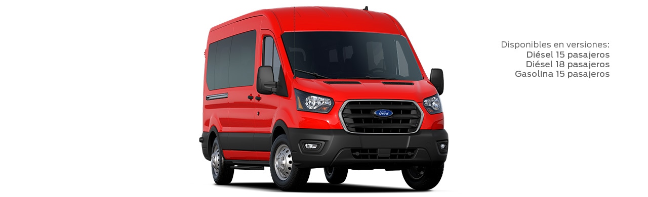 Ford Transit Pasajeros 2021 Gasolina o Diésel transporte de personal disponible en color Rojo Racing