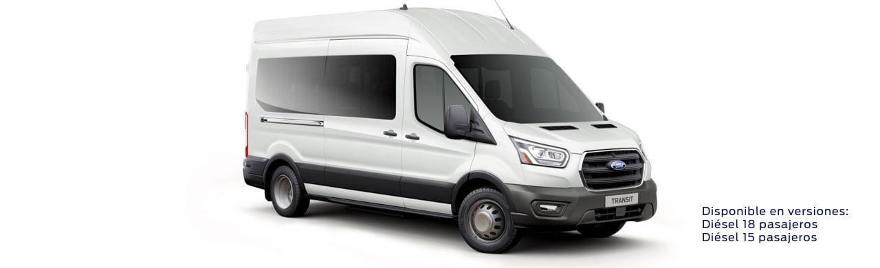 Ford Transit Pasajeros 2023, Camioneta Van de Transporte Versión Diésel en Color Blanco Nieve