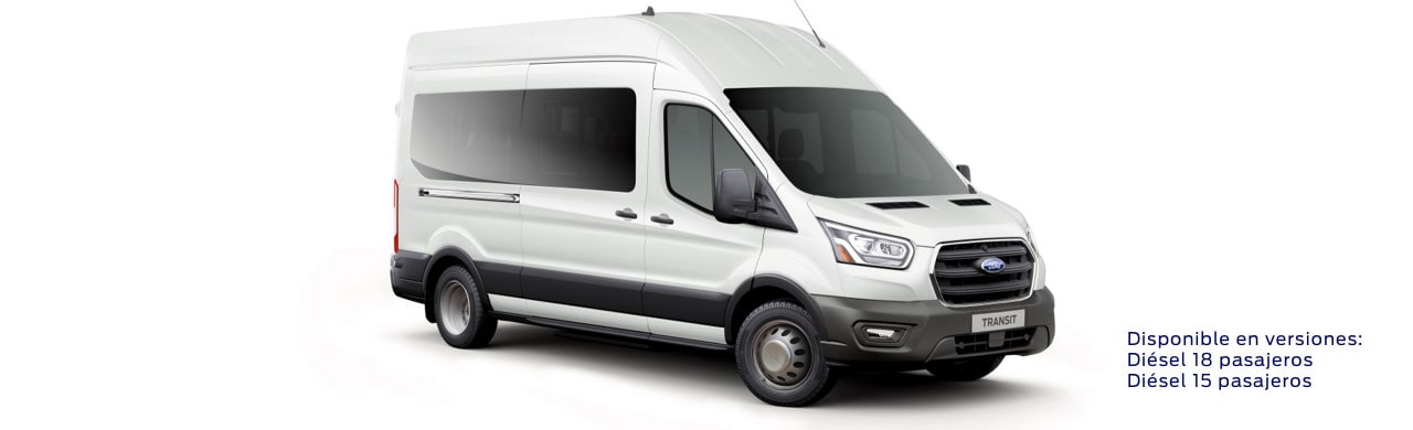Ford Transit Pasajeros 2023, Camioneta Van de Transporte Versión Diésel en Color Blanco Nieve