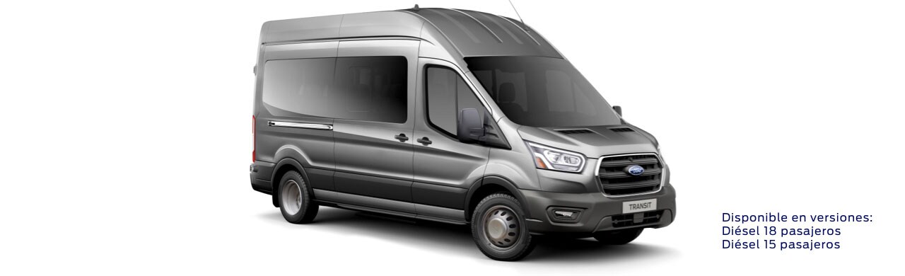 Ford Transit Pasajeros 2023, Camioneta Van de Transporte Versión Diésel en Color Gris Mercurio