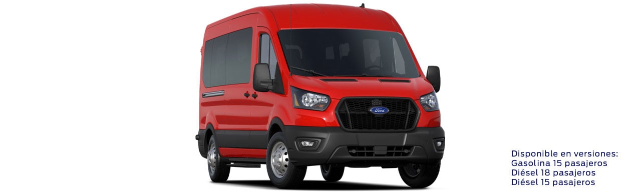 Descubre Ford Transit Pasajeros 2023, Van Comercial de Transporte en Color Rojo Racing