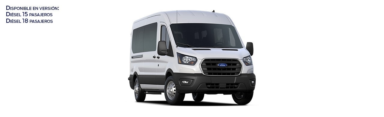 Ford Transit Pasajeros 2024, Camioneta Van de Transporte Versión Diésel en Color Blanco Nieve