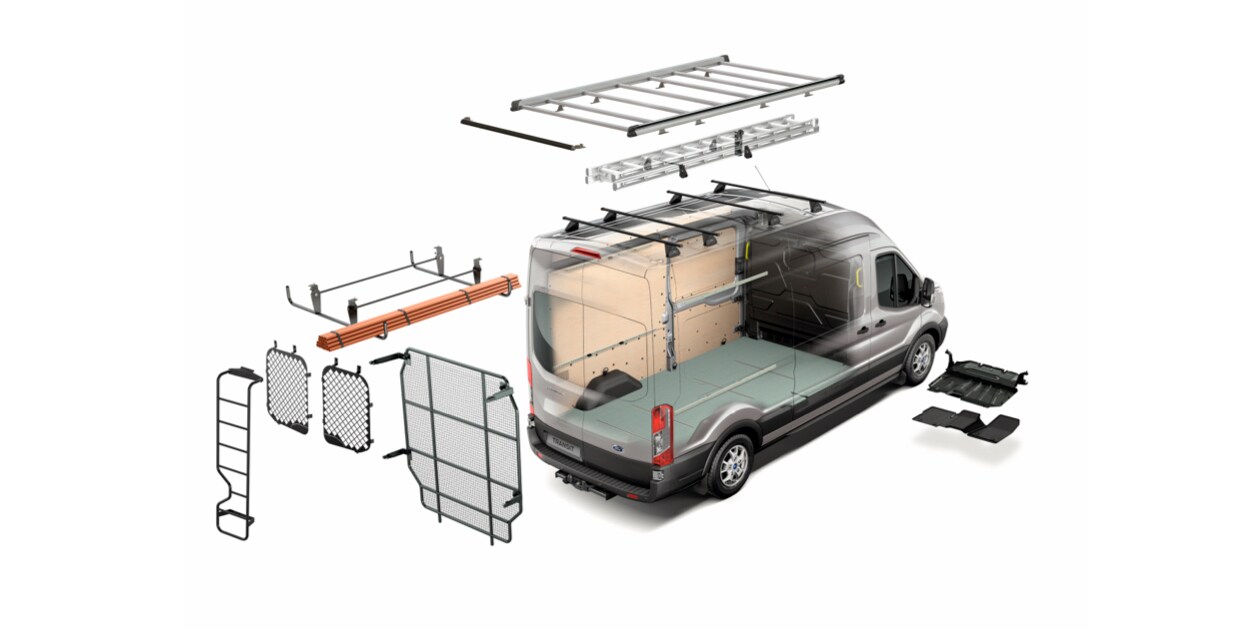 Equipa tu Ford Transit Van 2022 con Mamparos, Separaciones, Compartimientos, Anaqueles, Racks