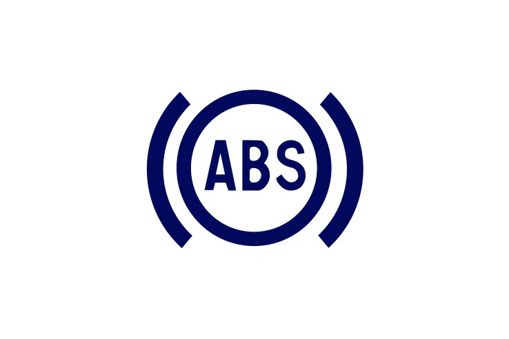 Aviso del testigo del sistema de frenos ABS activado en el tablero de un moderno Ford