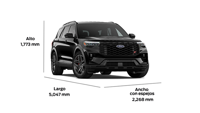 Revisa las dimensiones de Ford Explorer 2027 SUV versión ST