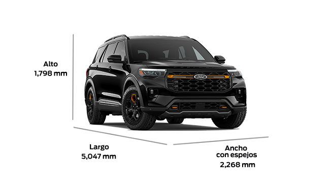 Consulta las dimensiones de Ford Explorer 2027 SUV versión Tremor