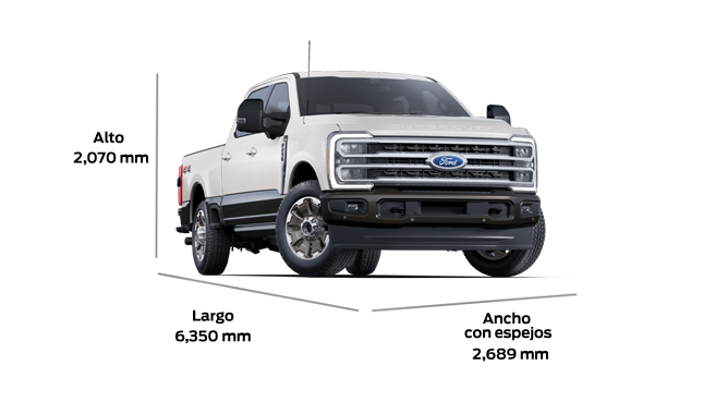 Conoce las dimensiones y ángulos de la Pickup Ford Super Duty F250 Versión King Ranch