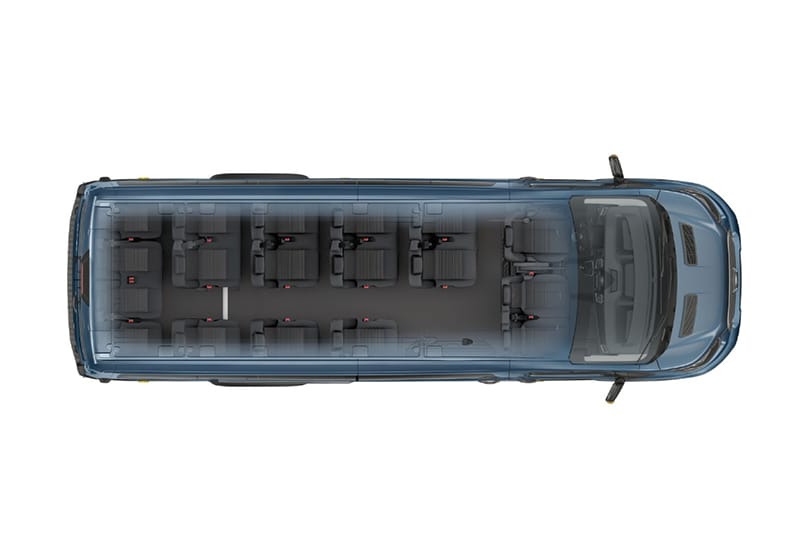 Ford Transit Pasajeros 2027 con capacidad para 18 pasajeros y máxima eficiencia de espacio