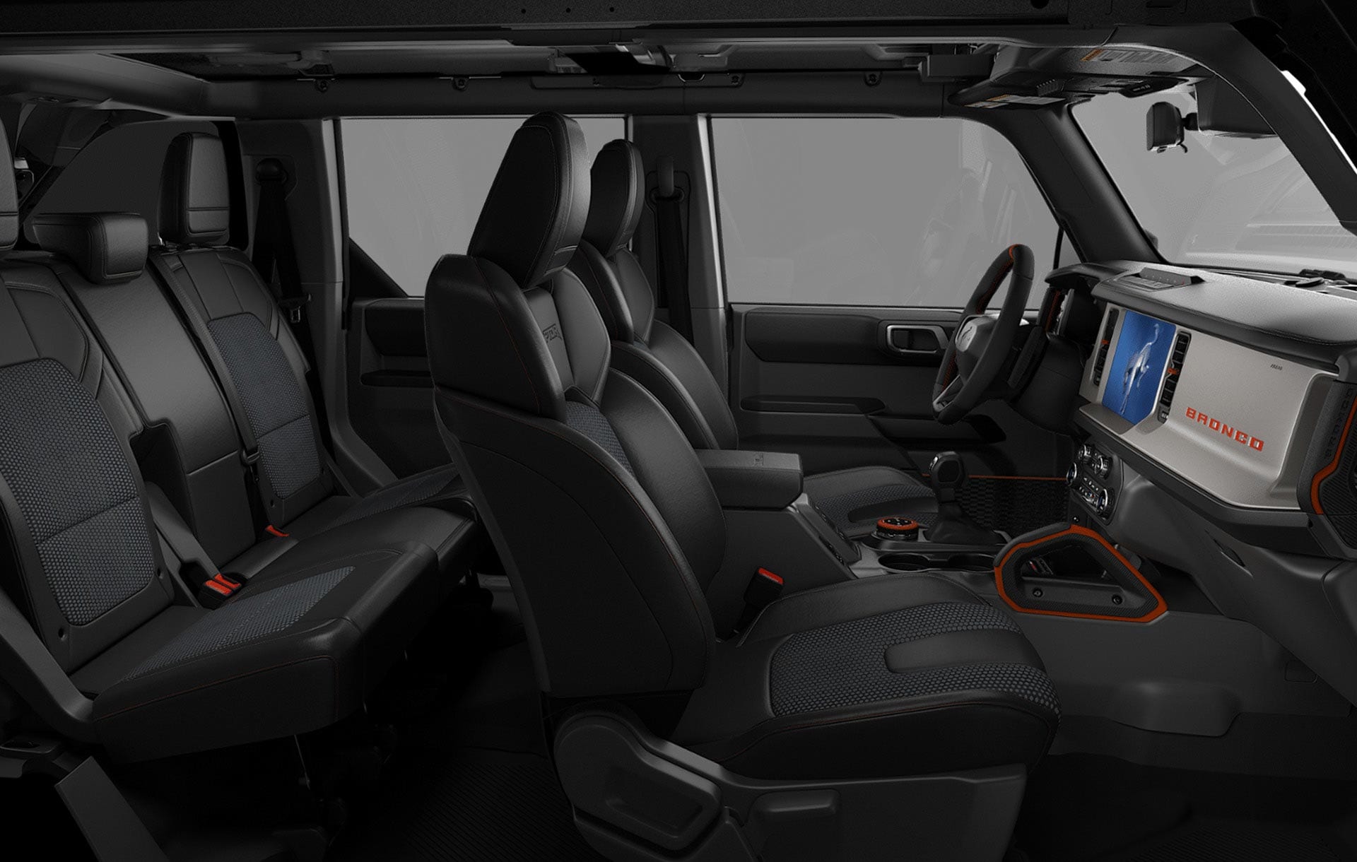 Diseño interior y Vestiduras Piel Color Negro Onix Camioneta SUV 4x4 Ford Bronco Raptor 2026