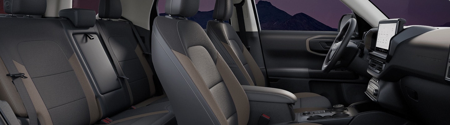 Vestiduras Color Negro con insertos cedro de Camioneta SUV Ford Bronco Sport 2025 Big Bend