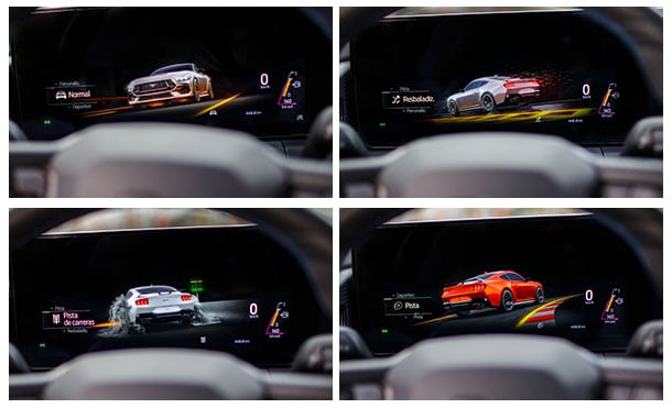Modos de Manejo con gráficos en Cluster Digital de Ford Mustang 2026