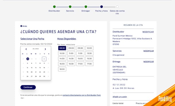 Agenda Cita de Servicio Ford desde plataforma y elige fecha y hora conveniente