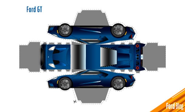 Imprime Ford GT azul y ármalo con tu familia siguiendo las instrucciones