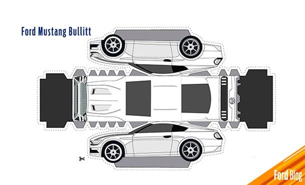 Imprime Ford Mustang Bullitt blanco y ármalo con tu familia siguiendo las instrucciones
